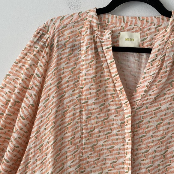 Maeve Lena Yarn Dyed Tunic Orange Size S Oversized Sheer Boho Beachy Resortwear - Picture 5 of 13